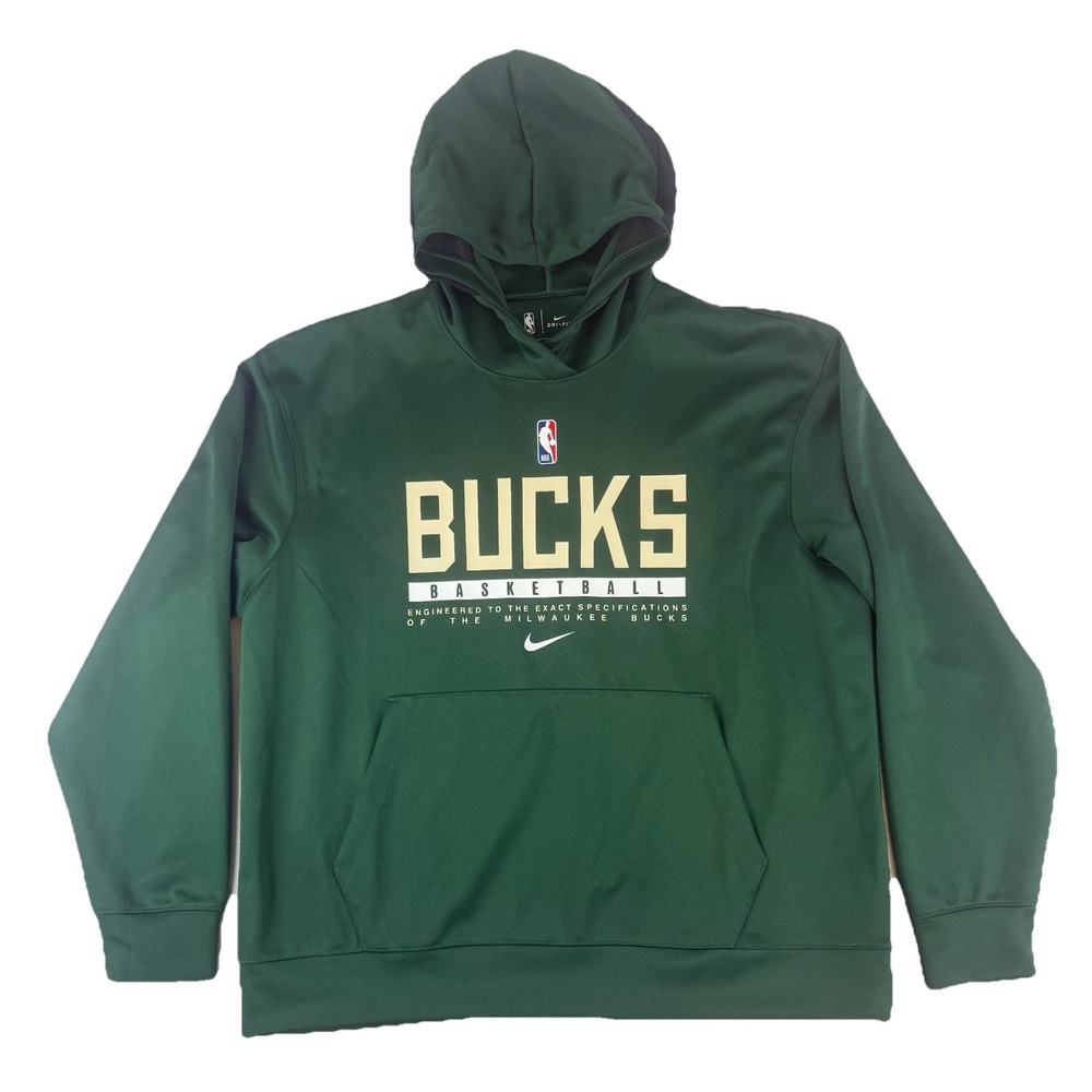Nike Milwaukee Bucks Hoodie Mens XL‎ Green Dri Fit Sweatshirt NBA CN3860-323